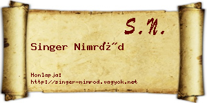 Singer Nimród névjegykártya